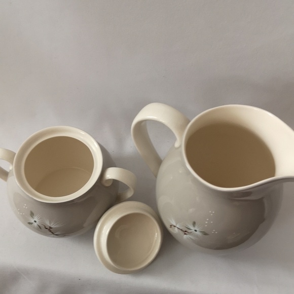 Beautiful Royal Doulton Coffee / Tea Pot w Sugar w Lid & Creamer Set Frost Pine - Picture 10 of 11